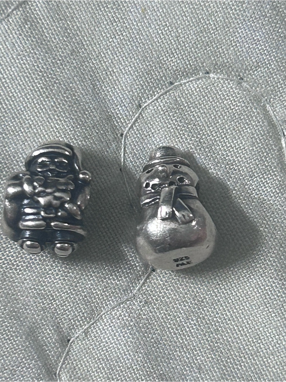 Pandora  two Christmas Charms - Santa and Snowman